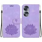 For Honor 70 Lotus Embossed Leather Phone Case(Purple) - 1