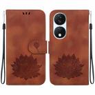 For Honor X7b / Play 50 Plus Lotus Embossed Leather Phone Case(Brown) - 1