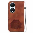 For Honor X7b / Play 50 Plus Lotus Embossed Leather Phone Case(Brown) - 3