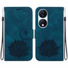 For Honor X7b / Play 50 Plus Lotus Embossed Leather Phone Case(Dark Blue) - 1