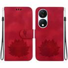 For Honor X7b / Play 50 Plus Lotus Embossed Leather Phone Case(Red) - 1