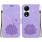 For Honor X7b / Play 50 Plus Lotus Embossed Leather Phone Case(Purple) - 1