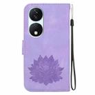 For Honor X7b / Play 50 Plus Lotus Embossed Leather Phone Case(Purple) - 3