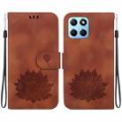 For Honor X8 5G Lotus Embossed Leather Phone Case(Brown) - 1