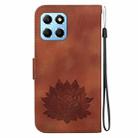 For Honor X8 5G Lotus Embossed Leather Phone Case(Brown) - 3