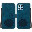 For Honor X8 5G Lotus Embossed Leather Phone Case(Dark Blue) - 1