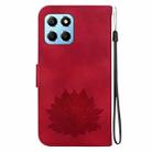 For Honor X8 5G Lotus Embossed Leather Phone Case(Red) - 3