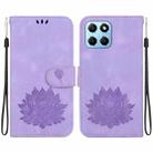 For Honor X8 5G Lotus Embossed Leather Phone Case(Purple) - 1
