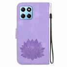 For Honor X8 5G Lotus Embossed Leather Phone Case(Purple) - 3