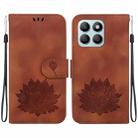 For Honor X8b Lotus Embossed Leather Phone Case(Brown) - 1