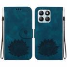 For Honor X8b Lotus Embossed Leather Phone Case(Dark Blue) - 1