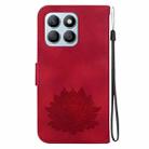 For Honor X8b Lotus Embossed Leather Phone Case(Red) - 3