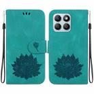 For Honor X8b Lotus Embossed Leather Phone Case(Green) - 1