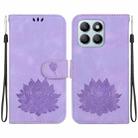 For Honor X8b Lotus Embossed Leather Phone Case(Purple) - 1