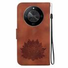 For Honor X9b / Magic6 Lite Lotus Embossed Leather Phone Case(Brown) - 3