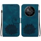 For Honor X9b / Magic6 Lite Lotus Embossed Leather Phone Case(Dark Blue) - 1