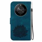 For Honor X9b / Magic6 Lite Lotus Embossed Leather Phone Case(Dark Blue) - 3