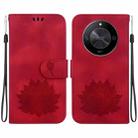 For Honor X9b / Magic6 Lite Lotus Embossed Leather Phone Case(Red) - 1