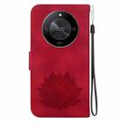 For Honor X9b / Magic6 Lite Lotus Embossed Leather Phone Case(Red) - 3