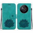 For Honor X9b / Magic6 Lite Lotus Embossed Leather Phone Case(Green) - 1