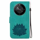 For Honor X9b / Magic6 Lite Lotus Embossed Leather Phone Case(Green) - 3