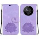 For Honor X9b / Magic6 Lite Lotus Embossed Leather Phone Case(Purple) - 1