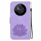 For Honor X9b / Magic6 Lite Lotus Embossed Leather Phone Case(Purple) - 3