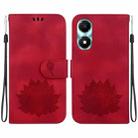 For Honor X5 Plus / Play 40C Lotus Embossed Leather Phone Case(Red) - 1