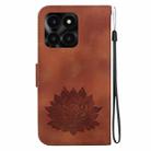 For Honor X6a Lotus Embossed Leather Phone Case(Brown) - 3