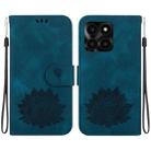 For Honor X6a Lotus Embossed Leather Phone Case(Dark Blue) - 1