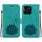 For Honor X6a Lotus Embossed Leather Phone Case(Green) - 1