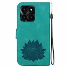 For Honor X6a Lotus Embossed Leather Phone Case(Green) - 3