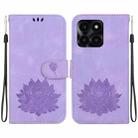 For Honor X6a Lotus Embossed Leather Phone Case(Purple) - 1