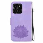 For Honor X6a Lotus Embossed Leather Phone Case(Purple) - 3