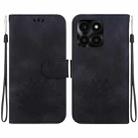 For Honor X6a Lotus Embossed Leather Phone Case(Black) - 1