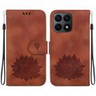 For Honor X8a Lotus Embossed Leather Phone Case(Brown) - 1