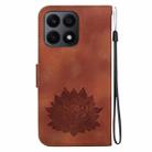 For Honor X8a Lotus Embossed Leather Phone Case(Brown) - 3