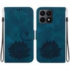 For Honor X8a Lotus Embossed Leather Phone Case(Dark Blue) - 1