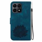 For Honor X8a Lotus Embossed Leather Phone Case(Dark Blue) - 3