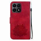 For Honor X8a Lotus Embossed Leather Phone Case(Red) - 3