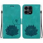 For Honor X8a Lotus Embossed Leather Phone Case(Green) - 1