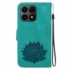 For Honor X8a Lotus Embossed Leather Phone Case(Green) - 3