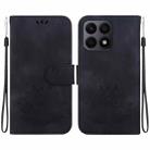 For Honor X8a Lotus Embossed Leather Phone Case(Black) - 1