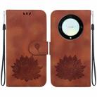 For Honor X9a Lotus Embossed Leather Phone Case(Brown) - 1
