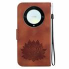 For Honor X9a Lotus Embossed Leather Phone Case(Brown) - 3