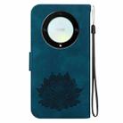 For Honor X9a Lotus Embossed Leather Phone Case(Dark Blue) - 3