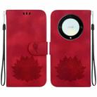 For Honor X9a Lotus Embossed Leather Phone Case(Red) - 1