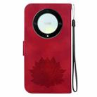 For Honor X9a Lotus Embossed Leather Phone Case(Red) - 3