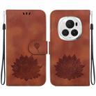 For Honor Magic6 Pro Lotus Embossed Leather Phone Case(Brown) - 1