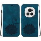 For Honor Magic6 Pro Lotus Embossed Leather Phone Case(Dark Blue) - 1